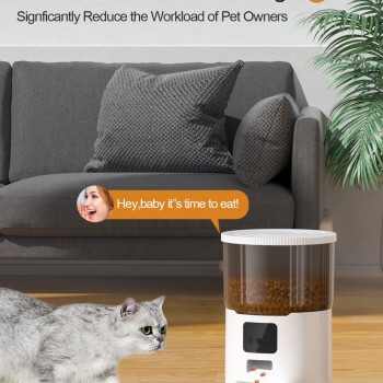 Smart 4L Automatic Cat Feeder - Automatic Pet Feeder for Cats & Dogs: Timed Pet Dog Food Dispenser with Stainless Steel Bowl,Wi-Fi Enabled App for iPhone and Android,10s Voice,Portion Control