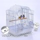 Premium White Decorative Bird Cage 30 x 26 x 39 cm with Arch Roof Play Ring Wooden Perch 2 External Feeders Removable Tray for Finches Canaries Budgies and Small Birds
