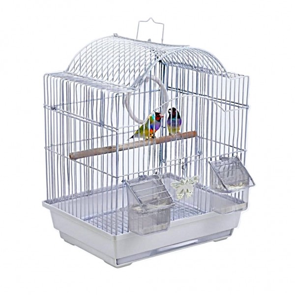 Premium White Decorative Bird Cage 30 x 26 x 39 cm with Arch Roof Play Ring Wooden Perch 2 External Feeders Removable Tray for Finches Canaries Budgies and Small Birds Premium White Decorative Bird Cage 30 x 26 x 39 cm with Arch Roof Play Ring Wooden Perch 2 External Feeders Removable Tray for Finches Canaries Budgies and Small Birds