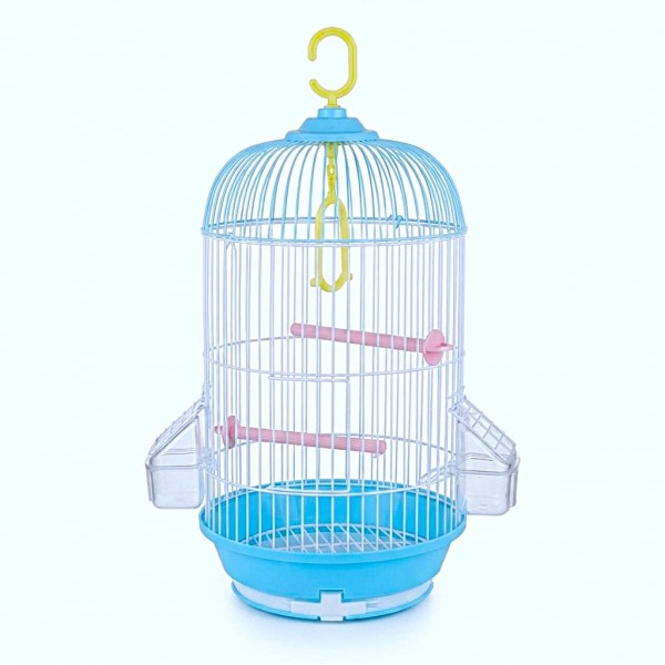 Golden Cat Round Bird Cage for Small Birds, 50cm Hanging Aviary with Adjustable Perches, Detachable Feeders & Removable Tray, Blue & White Golden Cat Round Bird Cage for Small Birds, 50cm Hanging Aviary with Adjustable Perches, Detachable Feeders & Removable Tray, Blue & White
