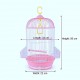 Golden Cat Round Bird Cage for Small Birds Pink and White 50 cm Hanging Cage with Adjustable Perches Detachable Feeders and Removable Tray