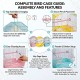Golden Cat Premium House-Shaped Bird Cage for Budgies, Parakeets, Lovebirds & Small Cockatiels, Durable Powder-Coated Wire Cage with Removable Tray, 2 Adjustable Perches & 2 External Feeding Cups, Light Blue & White, L30 x W27 x H39 cm