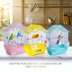 Golden Cat Premium House-Shaped Bird Cage for Budgies, Parakeets, Lovebirds & Small Cockatiels, Durable Powder-Coated Wire Cage with Removable Tray, 2 Adjustable Perches & 2 External Feeding Cups, Light Blue & White, L30 x W27 x H39 cm