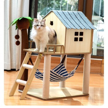 Outdoor Cat Enclosure Cat climbing frame, cat litter, cat tree, sisal cat scratch board, solid wood cat scratch post, claw grinder, cat toy Cat Hut