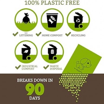 Biodegradable Sanitary Plastic Mini Doggy Dog Cats Pet Poop Garbage Bags, Unscented, Green Custom Printed, 33 x 23 cm, ( 10 Roll/150 pcs )