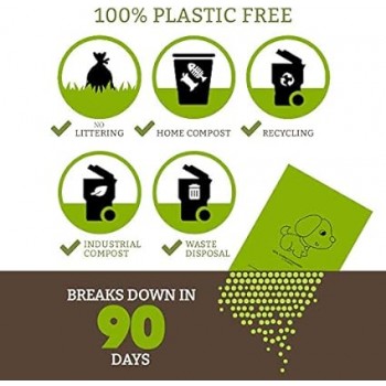 Biodegradable Sanitary Plastic Mini Doggy Dog Cats Pet Poop Garbage Bags, Unscented, Green Custom Printed, 33 x 23 cm, ( 10 Roll/150 pcs )