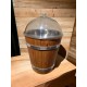 Multifunction Rustic Wooden Display Bucket with Clear Dome Lid & Stainless Steel Insert – Ice Bucket, Wine & Champagne Chiller, Food Storage & Grain Display Container for Retail, Home & Outdoor Use (35 x 35 x 50 cm, 20L)