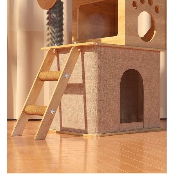 Cat tree-150cm Cat tower-Cat tree for indoor cats  Transparent space capsule, Plush jumping platform ( Brown )