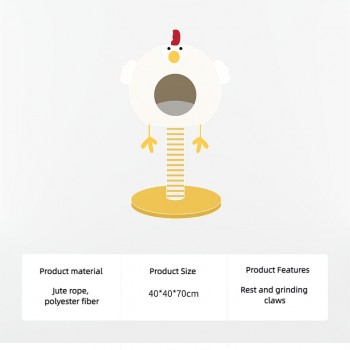 Chicken Cat Scratching Post with Bed, Cat Tree for Indoor Cats, Nature Sisal Cat Scratcher with Cat Cozy Fluffy Perch for Kitten & Adult Cats, Small Cat Tower with Balls, Stable Cat Stand