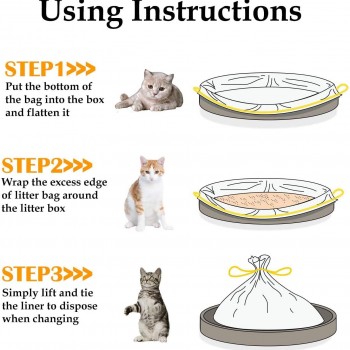Cat Litter Box Liners, Extra Durable Drawstring Bags, 73.5 cm x 29 cm, 10 Bags per Roll, 4 Rolls