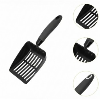 Cat Litter Scoop Sifting Waste Lifter for Cats, Kittens & Small Pets – Aluminum Alloy, Hollow Out Design, Comfortable Handle, Quick Sieving – Black, 10.04 x 4.33 in