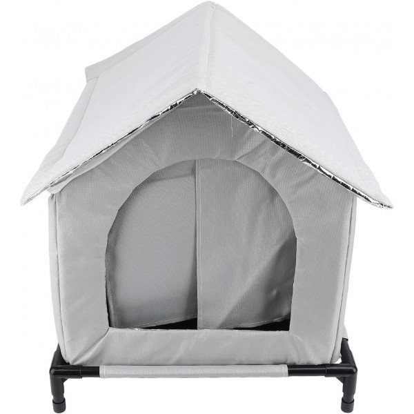 Gernie Outdoor Cat House Waterproof Weather-Resistant Shelter for Outdoor & Stray Cats, Insulated Enclosed Tent with Elevated Design, Chew-Resistant Fabric, 18 Accessories, Gray, 50 x 48 x 50 cm