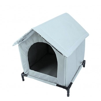 Gernie Outdoor Cat House Waterproof Weather-Resistant Shelter for Outdoor & Stray Cats, Insulated Enclosed Tent with Elevated Design, Chew-Resistant Fabric, 18 Accessories, Gray, 50 x 48 x 50 cm