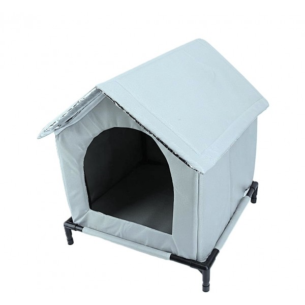 Gernie Outdoor Cat House Waterproof Weather-Resistant Shelter for Outdoor & Stray Cats, Insulated Enclosed Tent with Elevated Design, Chew-Resistant Fabric, 18 Accessories, Gray, 50 x 48 x 50 cm