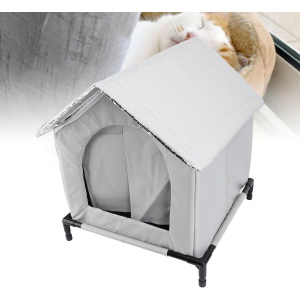 Gernie Outdoor Cat House Waterproof Weather-Resistant Shelter for Outdoor & Stray Cats, Insulated Enclosed Tent with Elevated Design, Chew-Resistant Fabric, 18 Accessories, Gray, 50 x 48 x 50 cm