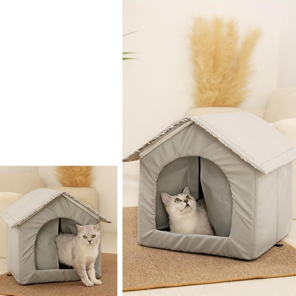 Gernie Outdoor Cat House Waterproof Weather-Resistant Shelter for Outdoor & Stray Cats, Insulated Enclosed Tent with Elevated Design, Chew-Resistant Fabric, 18 Accessories, Gray, 50 x 48 x 50 cm