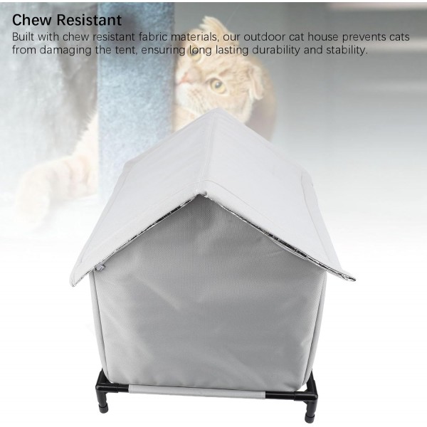 Gernie Outdoor Cat House Waterproof Weather-Resistant Shelter for Outdoor & Stray Cats, Insulated Enclosed Tent with Elevated Design, Chew-Resistant Fabric, 18 Accessories, Gray, 50 x 48 x 50 cm