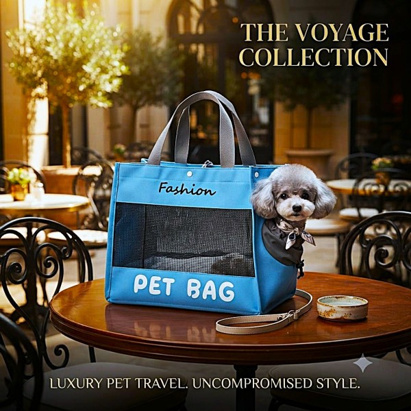 Fashion Breathable Pet Carrier Bag for Cats and Small Dogs, Portable Travel Tote with Large Mesh Window, Side Access Pocket, Sturdy Handles, Lightweight Shoulder Bag for Walking, Vet Visits & Outdoor Travel, Up to 9kg, 36 x 34.5 x 16cm