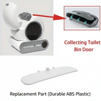 Automatic Cat Litter Box Waste Dispenser Door Panel Replacement, Clip-On Door with L-Shaped Tabs, Dustbin Cover Spare Part (Frame Not Included), Size L 30.4 cm × W 7.5 cm × H 1.5 cm