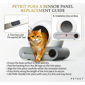 GOLDEN CAT Premium Sensor Panel Replacement Trim Strip Compatible with PETKIT Pura X Smart Self Cleaning Litter Box, 30.9 cm x 1.5 cm, Thin Plastic Decorative Cover with Pre Applied 3M Adhesive Backing