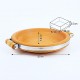 Terracotta Bird Feeder & Bird Bath Tray with Steel Reinforced Band and Wooden Handles, Heavy Duty Outdoor Wildlife Feeding Dish, Rustic Garden Decor, Small, 32 x 29 x 5.5 cm