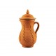 Handcrafted Moroccan Terracotta Pitcher with Lid, Natural Clay Water Jug, Hand-Carved Leaf Design, Rustic Earthenware Beverage Pitcher, Decorative Pottery Vase, 14 x 13 x 27 cm