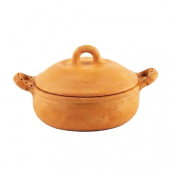 Natural Terracotta Bird Bath and Pet Feeding Bowl with Removable Lid, Handmade Earthenware Food and Water Bowl for Birds, Cats, Dogs & Small Animals, Rustic Garden Decor, Indoor Outdoor Planter, 33 x 24 x 17 cm