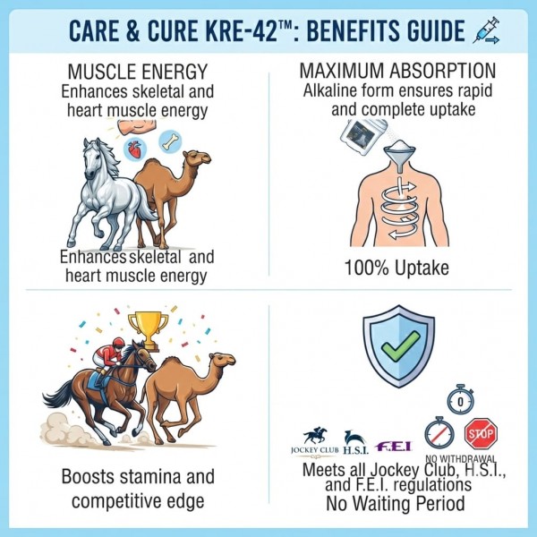 Care & Cure Kre-42 Alkaline Creatine Powder Supplement for Horses and Racing Animals Muscle Energy Strength and Performance Support for Training and Exercise 5 lb 2350 g