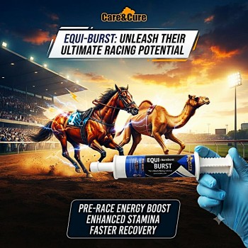 Care & Cure Equi-Burst 80ML Pre-Race Energy & Stamina Support Paste for Racing Horses & Camels, Oral Performance Supplement with Precision Dosing Syringe