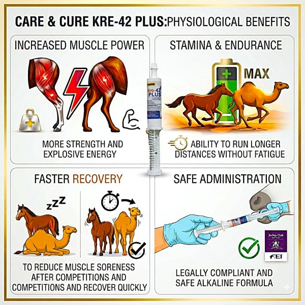 Care & Cure Kre-42 Plus Alkalyn Creatine Paste for Racing Horses & Camels 80ml | Energy, Stamina & Performance Support | Oral Syringe