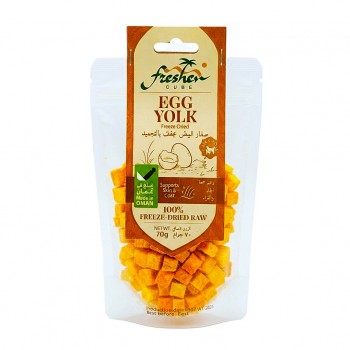 SAFA Freeze Dried Egg Yolk Cubes Cat and Dog Treat 70g 100% Single Ingredient Natural Raw Egg Yolk High Protein Food Topper Training Reward Resealable Pack Made in Oman
