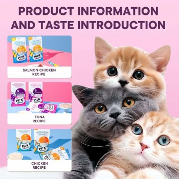 Pink Moments Lickable Cat Treat Tuna 15g x 4 Fresh Meat Creamy Cat Snack with Taurine Wheatgrass Fiber Fish Oil Grain Free Gum Free Natural Treat for Cats