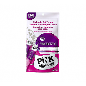 Pink Moments Lickable Cat Treat Tuna 15g x 4 Fresh Meat Creamy Cat Snack with Taurine Wheatgrass Fiber Fish Oil Grain Free Gum Free Natural Treat for Cats