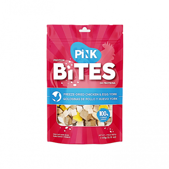 Pink Bites Freeze-Dried Chicken & Egg Yolk Cat & Dog Treats 60g, High Protein Pure Meat Pet Snacks, Natural Training Treats & Meal Topper, No Additives, All Life Stages