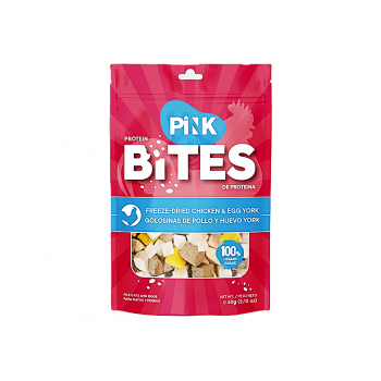 Pink Bites Freeze-Dried Chicken & Egg Yolk Cat & Dog Treats 60g, High Protein Pure Meat Pet Snacks, Natural Training Treats & Meal Topper, No Additives, All Life Stages