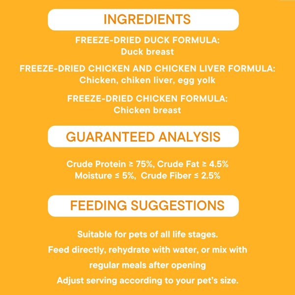 Pink Bites Freeze-Dried Chicken & Egg Yolk Cat & Dog Treats 60g, High Protein Pure Meat Pet Snacks, Natural Training Treats & Meal Topper, No Additives, All Life Stages