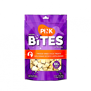 Pink Bites Freeze Dried Duck Treats for Cats and Dogs 60g, 100% Pure Duck Meat, High Protein Pet Treat, Single Ingredient Natural Meat Snack, Training Reward & Meal Topper, All Life Stages