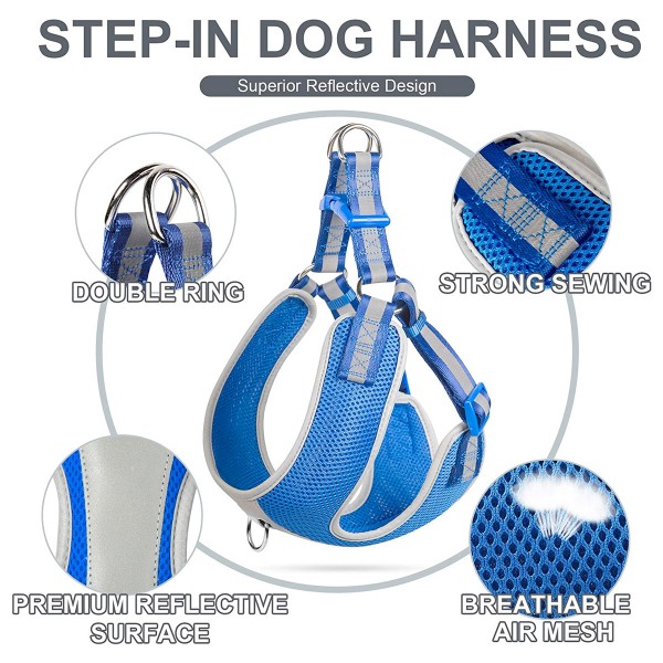 Fida Step-in Dog Harness – Reflective Blue - Medium