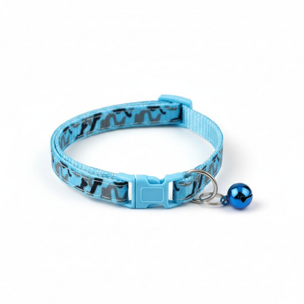 Pets Club Adjustable Cat Collar with Bell – Blue Camouflage, Safe Breakaway Design for Cats, Durable & Comfortable Pet Neck Accessory