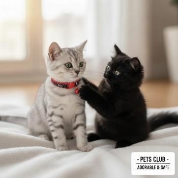 Pets Club Adjustable Cat Collar with Bell – Red & Black Design, Breakaway Safety Buckle, Comfortable Fit for Cats, Stylish & Durable