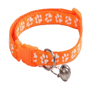 Pets Club Adjustable Cat Collar with Bell – Orange Paw Print Design, Safe & Comfortable Fit for Cats, Breakaway Buckle, Lightweight & Stylish