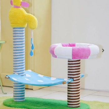 ZEZE, Shower Time Cat Tree, Cat Climbing Frame, Ultimate Bath & Play Playground for Your Pet, Size - 77cm x 65cm x 32cm