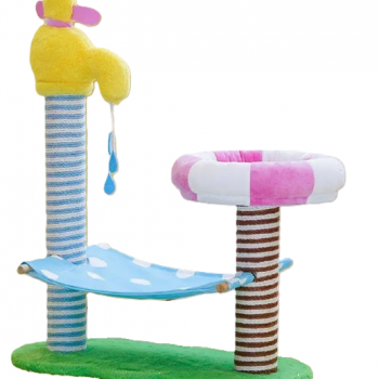 ZEZE, Shower Time Cat Tree, Cat Climbing Frame, Ultimate Bath & Play Playground for Your Pet, Size - 77cm x 65cm x 32cm