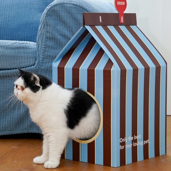 Milk Box Shape Cat Scratch Board Carton Cat House , SIze - 63cm x 31cm x 33cm