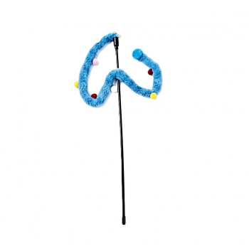 Cozy Paws Blue Cat Teaser Wand – 50cm Interactive Plush Toy for Cats | Soft Durable Hunting Stick for Indoor Exercise, Chase & Play