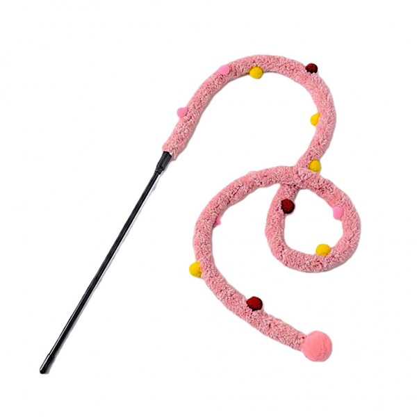Cozy Paws Pink Cat Teaser Wand – 50cm Interactive Plush Toy for Cats | Soft Durable Hunting Stick for Indoor Exercise, Chase & Play