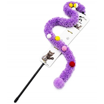 Cozy Paws Purple Cat Teaser Wand – 50cm Interactive Plush Toy for Cats | Durable Feather-Like Hunting Stick for Indoor Play & Exercise