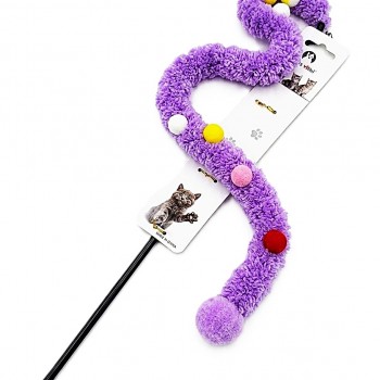 Cozy Paws Purple Cat Teaser Wand – 50cm Interactive Plush Toy for Cats | Durable Feather-Like Hunting Stick for Indoor Play & Exercise