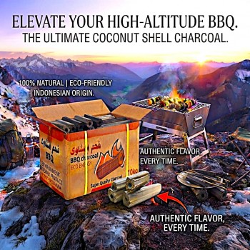 Premium Coconut Shell BBQ Charcoal Briquettes 10kg | Eco Friendly Natural Charcoal | Long Burning 5 Hours | High Heat 600°C | Quick Ignition 15 Minutes | Hexagonal Grill Charcoal for BBQ Camping Outdoor Cooking