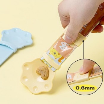 Cat Strip Feeder, Pet Feeder Cat Strip Squeeze Spoon, Cat Snack Spoon for Lickable Wet Cat Pet Liquid (YELLOW)